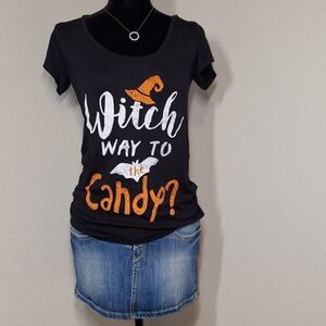 "Witch way to the candy" Black graphic T-shirt